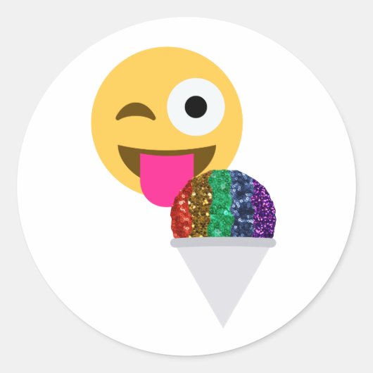 glitter wink emoji ronde sticker (Voorkant)