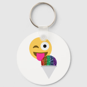 glitter wink emoji sleutelhanger