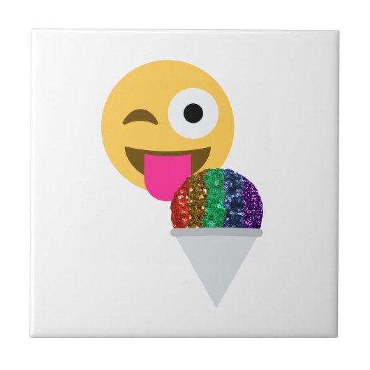 glitter wink emoji tegeltje (Voorkant)