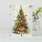 Glitter Winter Deer Forest Roos Floral Waterverf Aankondiging (Staand voorkant)