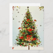 Glitter Winter Deer Forest Roos Floral Waterverf Aankondiging (Voorkant / Achterkant)