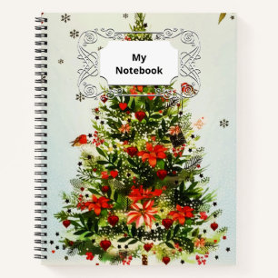 Glitter Winter Deer Forest Roos Floral Waterverf Notitieboek