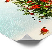 Glitter Winter Deer Forest Roos Floral Waterverf Poster (Hoek)