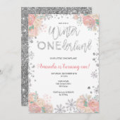 Glitter Winter ONEderland Sneeuw Verjaardag Uitnod Kaart (Voorkant / Achterkant)