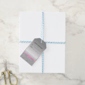 Glitter wit en grijs verjaardag cadeaulabel (Met Touw)
