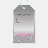 Glitter wit en grijs verjaardag cadeaulabel (Voorkant)