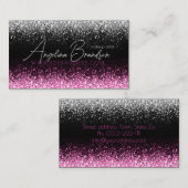 Glitter Wit & Roze Star Rain Make-up Artiest Kaart Visitekaartje (Voorkant / Achterkant)