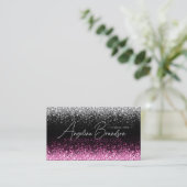 Glitter Wit & Roze Star Rain Make-up Artiest Kaart Visitekaartje (Staand voorkant)