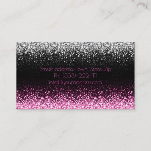 Glitter Wit & Roze Star Rain Make-up Artiest Kaart Visitekaartje (Achterkant)