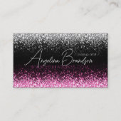 Glitter Wit & Roze Star Rain Make-up Artiest Kaart Visitekaartje (Voorkant)