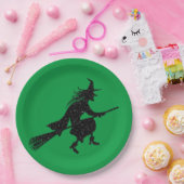 Glitter Witch Silhouette Halloween Papieren Bordje (Feest)