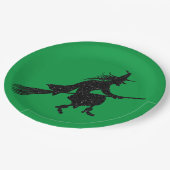 Glitter Witch Silhouette Halloween Papieren Bordje (Gekanteld)