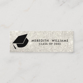 Glitter witte afstudeerhoed afstudeer insert mini visitekaartje