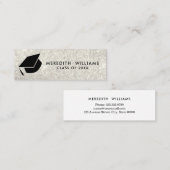 Glitter witte afstudeerhoed afstudeer insert mini visitekaartje (Voorkant / Achterkant)