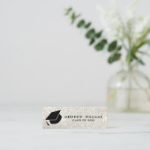 Glitter witte afstudeerhoed afstudeer insert mini visitekaartje (Staand voorkant)