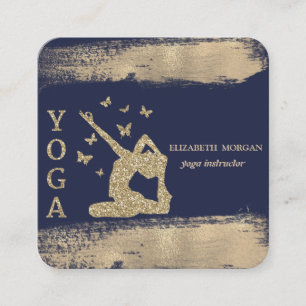 Glitter Women Silhouette Faux Gold Bruske Stroke Vierkante Visitekaartje