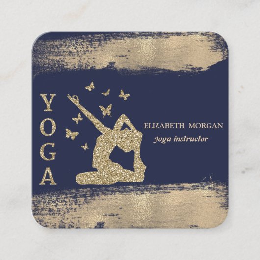 Glitter Women Silhouette Faux Gold Bruske Stroke Vierkante Visitekaartje (Voorkant)