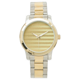 Glitter Women's Watch Monogram Chic Striped Gold Horloge