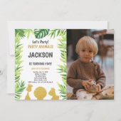 Glitter Woodland Animals Uitnodigingen met Foto (Voorkant)