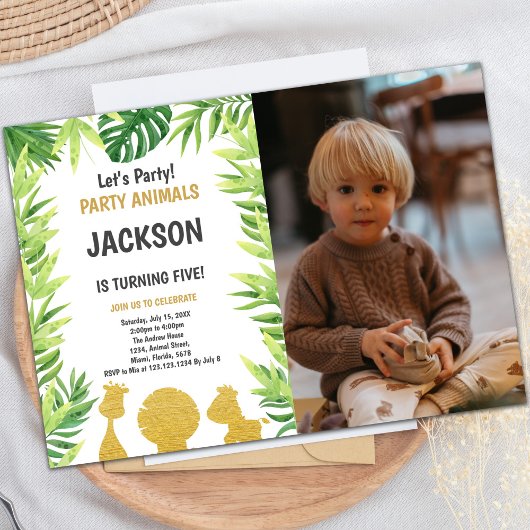 Glitter Woodland Animals Uitnodigingen met Foto