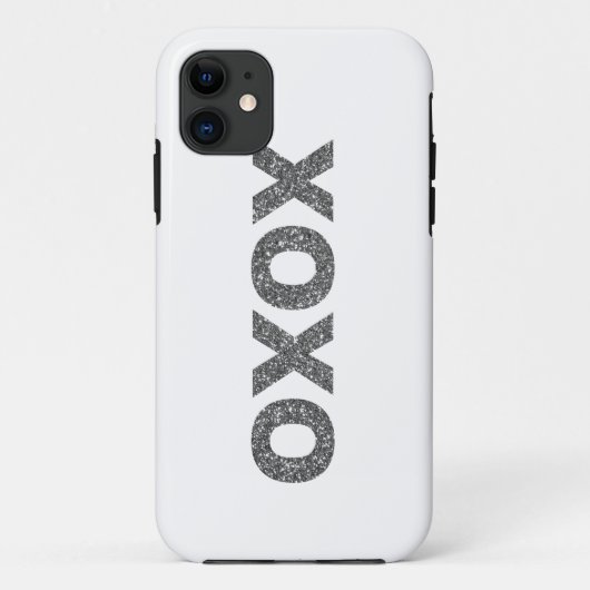 Glitter XOXO Zilver Case-Mate iPhone Case (Achterkant)