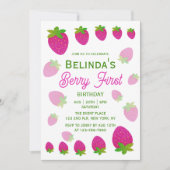 Glitter Y2K aardbeienbes Eerste 1e verjaardag Kaart (Voorkant)