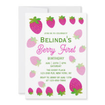 Glitter Y2K aardbeienbes Eerste 1e verjaardag