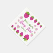 Glitter Y2K aardbeienbes Eerste 1e verjaardag Servet (Hoek)