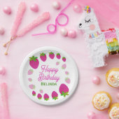 Glitter Y2K aardbeienbes Verjaardag Papieren Bordje (Feest)