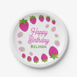 Glitter Y2K aardbeienbes Verjaardag Papieren Bordje
