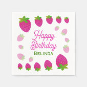 Glitter Y2K aardbeienbes Verjaardag Servet (Voorkant)