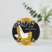 Glitter Yellow Gold High Heels Diamonds zaterdag Kaart (Staand voorkant)