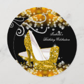 Glitter Yellow Gold High Heels Diamonds zaterdag Kaart (Voorkant / Achterkant)