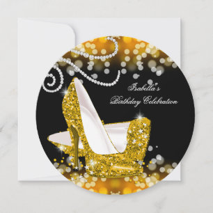Glitter Yellow Gold High Heels Diamonds zaterdag Kaart