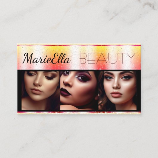 Glitter Yellow Peach Productlabels met Logo Visitekaartje (Voorkant)