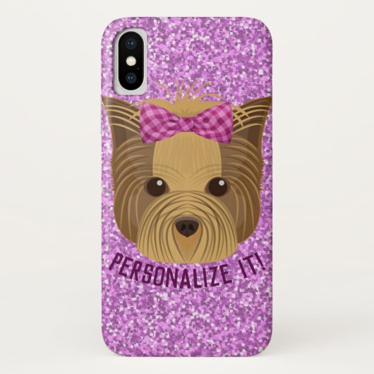 Glitter Yorkie Yorkshire Terrier Puppy Hond Fonkel Case-Mate iPhone Case (Achterkant)