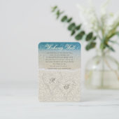 Glitter Zandstrand Bruiloft Wensput Informatiekaartje (Staand voorkant)