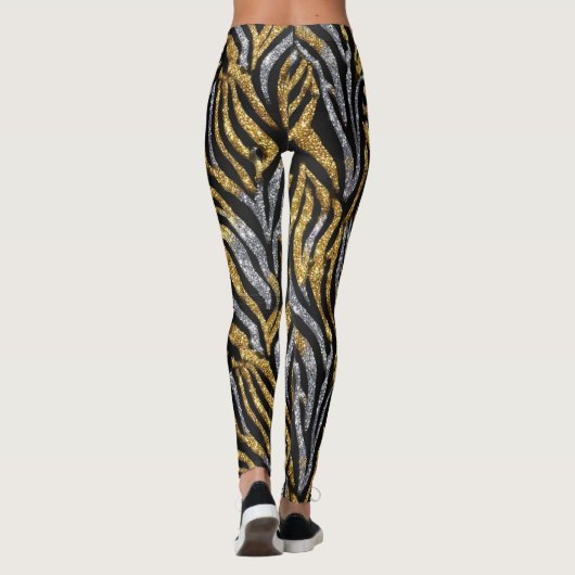 Glitter Zebra Pattern – Sparkling Black & White  Leggings (Achterkant)
