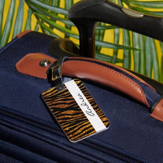 Glitter Zebra, Zebra Print, Your Name Bagagelabel (Voorkant Insitu 1)