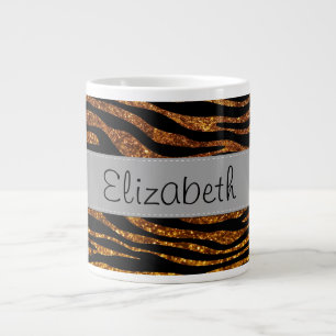 Glitter Zebra, Zebra Print, Your Name Grote Koffiekop