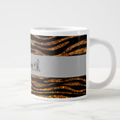 Glitter Zebra, Zebra Print, Your Name Grote Koffiekop (Rechts)