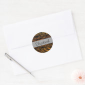Glitter Zebra, Zebra Print, Your Name Ronde Sticker (Envelop)