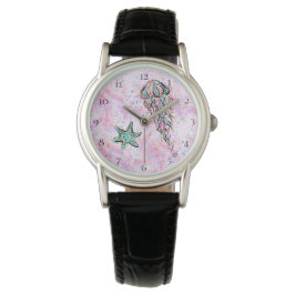 *~* Glitter Zee Beach Art Star Fish Jelly Fish Horloge
