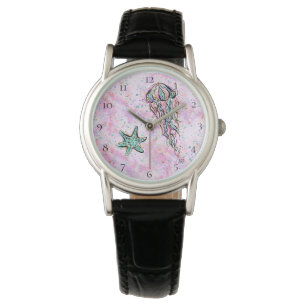 *~* Glitter Zee Beach Art Star Jelly Fish Horloge