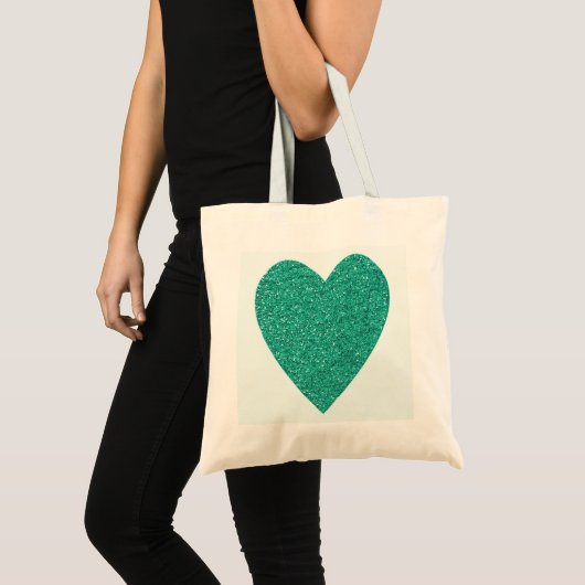 Glitter Zee Groen Hart Trouwfeest Tote Bag (Voorkant (product))