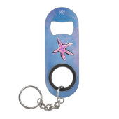 *~* Glitter Zee Shell Star Blue Waterverf Mini Flessenopener (Voorkant)