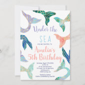 Glitter zeemeermin goud glitter pastel 5e verjaard kaart (Voorkant)