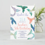 Glitter zeemeermin goud glitter pastel 5e verjaard kaart (Staand voorkant)