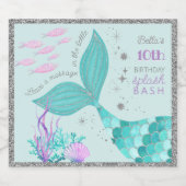 Glitter Zeemeermin Party Laat bericht achter in de Likeurfles Etiket (Enkel label)