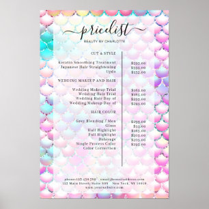 Glitter Zeemeermin Patroon Salon Preisliste Poster
